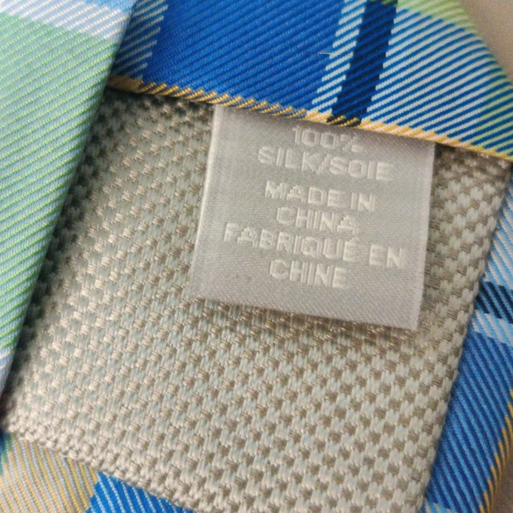 Kids Nordstrom Silk Plaid Blue, Yellow and Green Tie NWOT